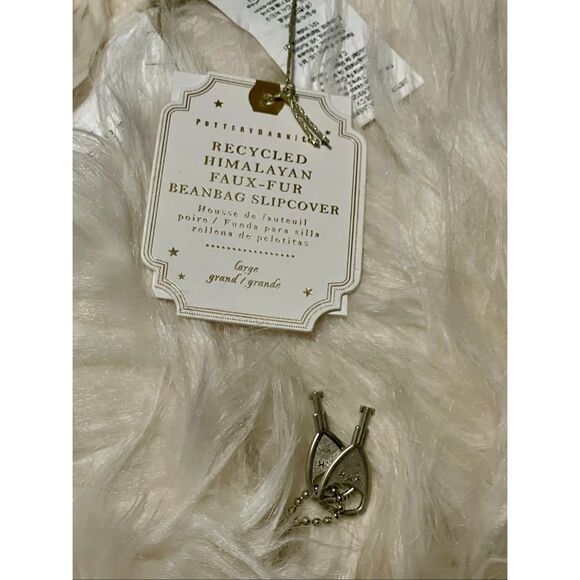 Pottery Barn Teen Large Himalayan Faux Fur Ivory Bean Bag Chair Slipcover Only - Picture 5 of 6
